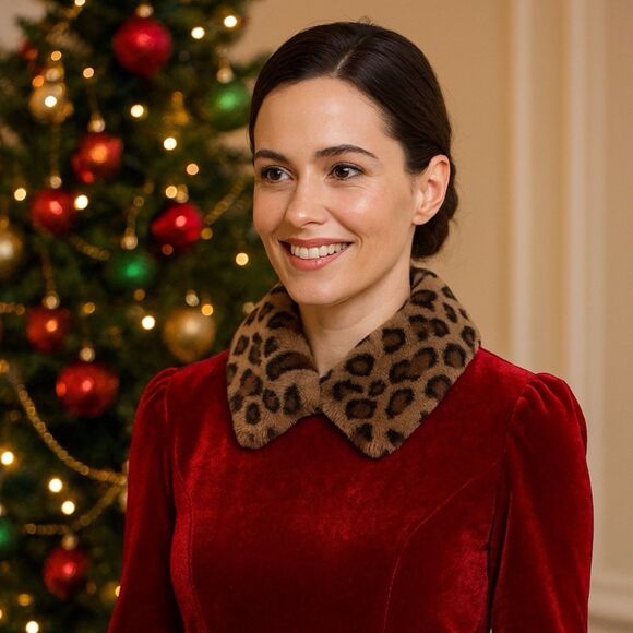 Chico’s Faux Fur Leopard Detachable Collar Brown Neck Warmer One Size - Picture 2 of 9